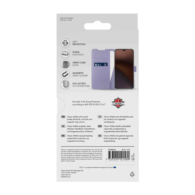X2O Classic Wallet Lompakkokotelo Honor 600 Lite Lavender - 3410158