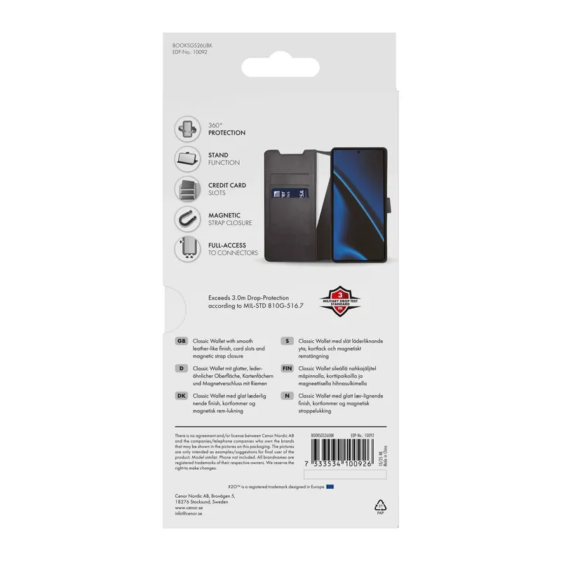 X2O Classic Wallet Lompakkokotelo Samsung Galaxy S26 Ultra Musta - 3410092