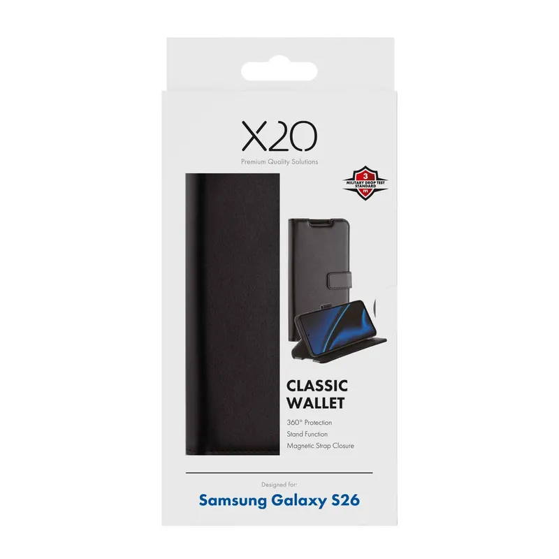 X2O Classic Wallet Lompakkokotelo Samsung Galaxy S26 Musta - 3410098