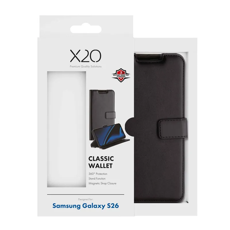 X2O Classic Wallet Lompakkokotelo Samsung Galaxy S26 Musta - 3410098