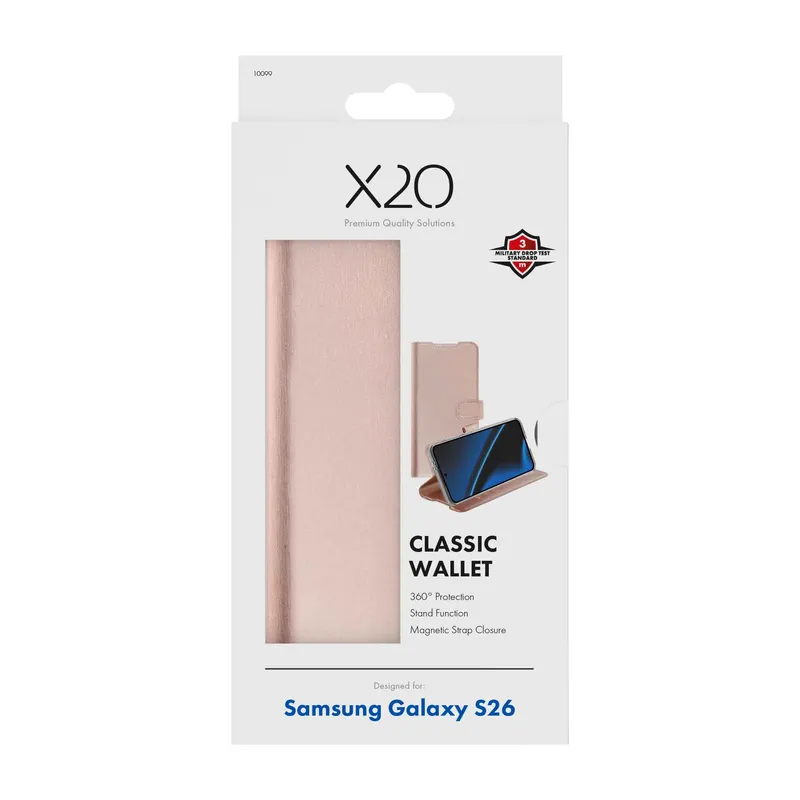X2O Classic Wallet Lompakkokotelo Samsung Galaxy S26 Rose Gold - 3410099