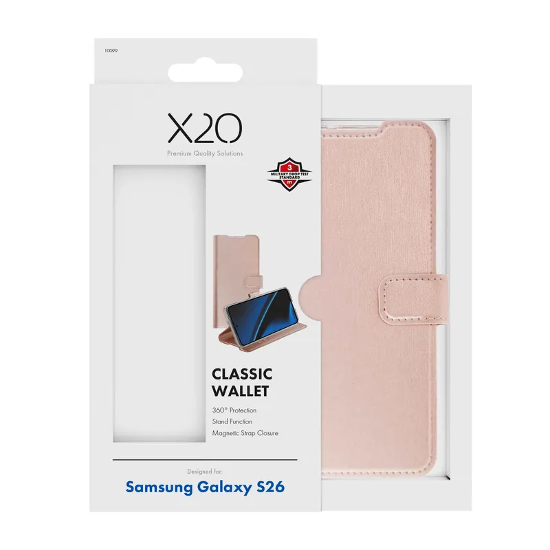 X2O Classic Wallet Lompakkokotelo Samsung Galaxy S26 Rose Gold - 3410099
