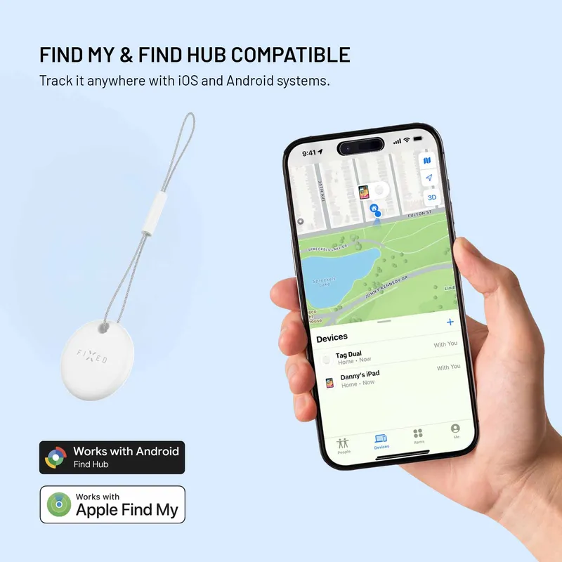 FIXED TAG Dual Tracker paikannin Apple ja Android laitteille Valkoinen - 8018828