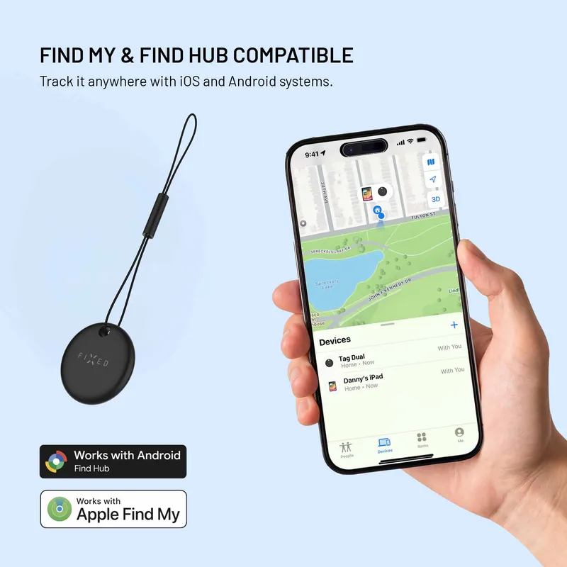 FIXED TAG Dual Tracker paikannin Apple ja Android laitteille Musta - 8018829