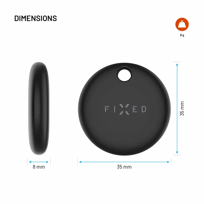 FIXED TAG Dual Tracker paikannin Apple ja Android laitteille Musta - 8018829
