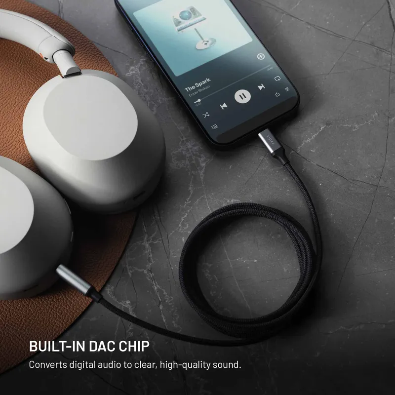 FIXED Link Premium USB-C - 3.5mm kaapeli 1.5m Tummanharmaa - 8019298