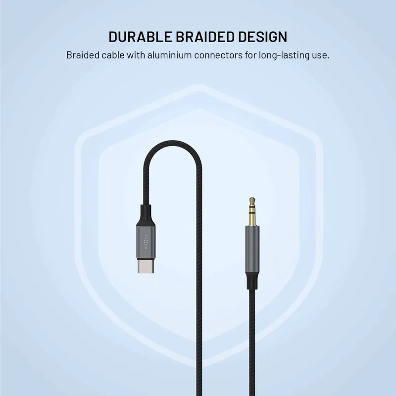 FIXED Link Premium USB-C - 3.5mm kaapeli 1.5m Tummanharmaa - 8019298
