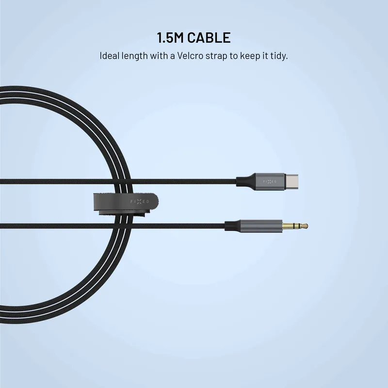 FIXED Link Premium USB-C - 3.5mm kaapeli 1.5m Tummanharmaa - 8019298