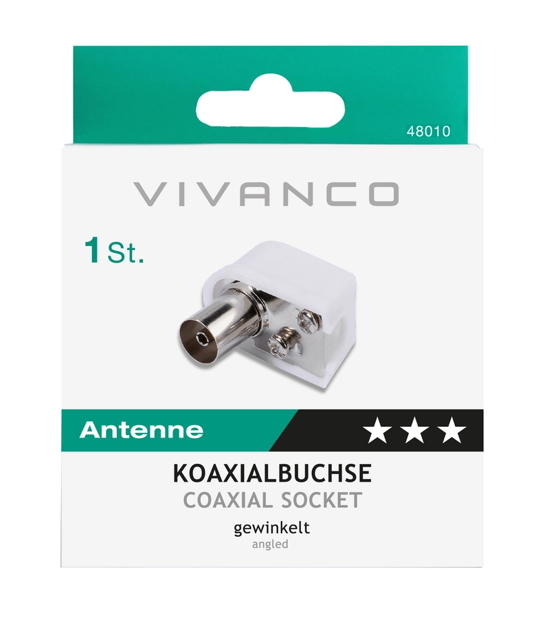 Vivanco Antenniliitin naaras 90° valkoinen - 2848010