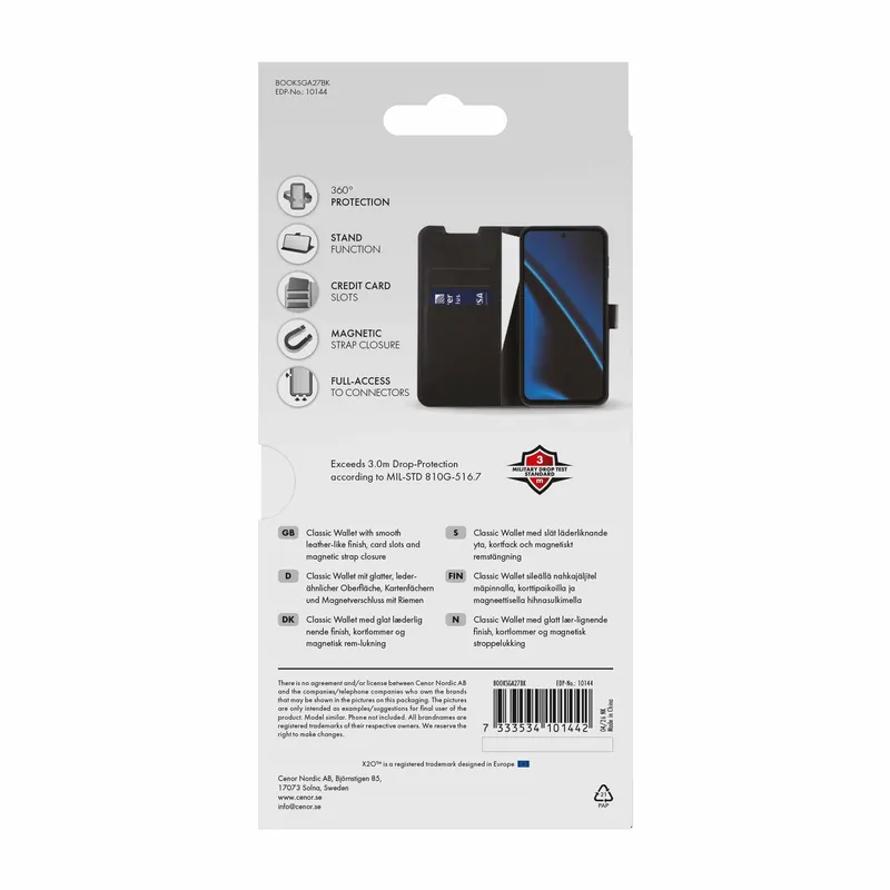 X2O Classic Wallet Lompakkokotelo Samsung Galaxy A27 5G Musta - 3410144
