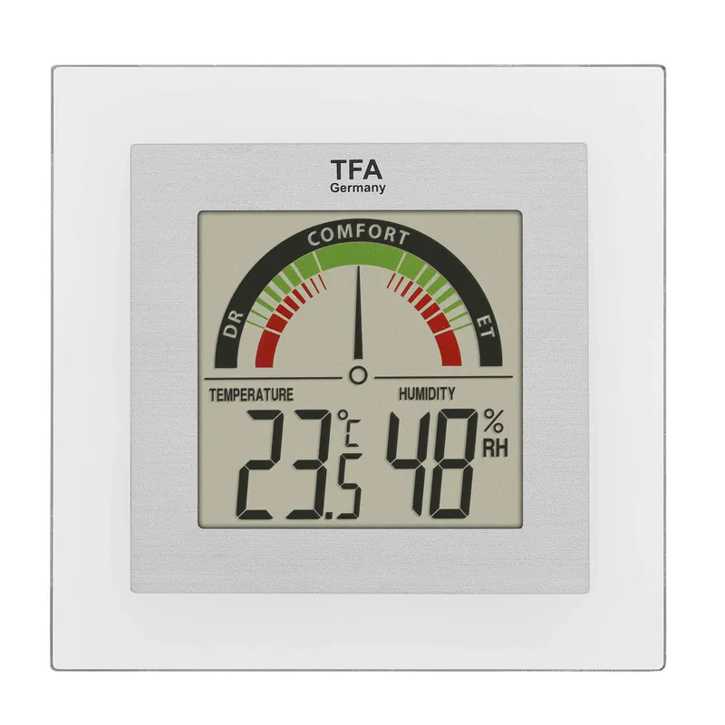 TFA Digitaalinen Sisäilman Lämpö-/Kosteusmittari Hopea - 1602088