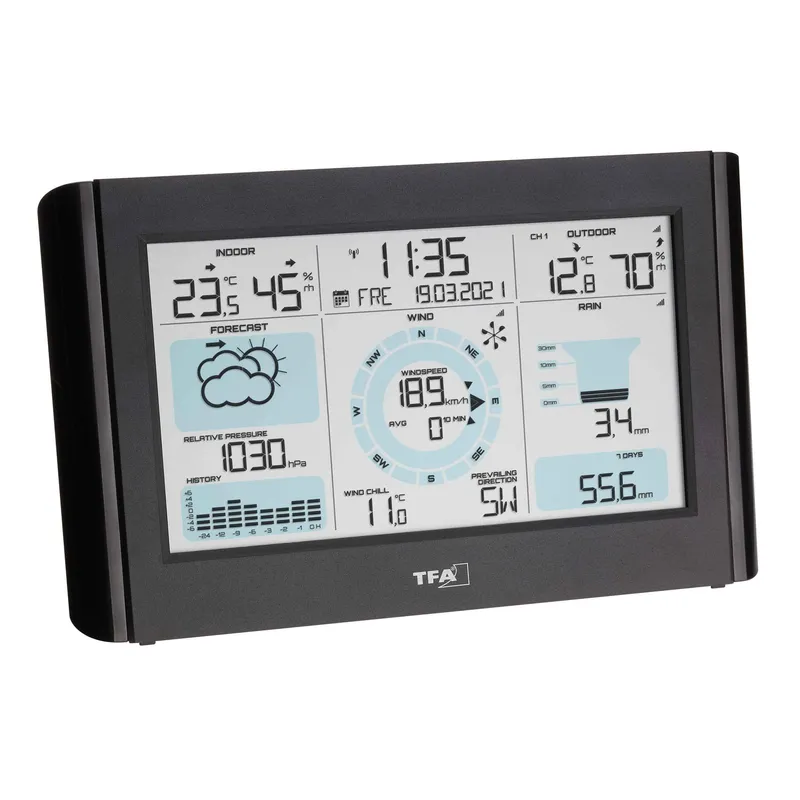 TFA Wireless Sääasema WEATHER PRO Tuuli- ja Sademittari Musta - 1603723