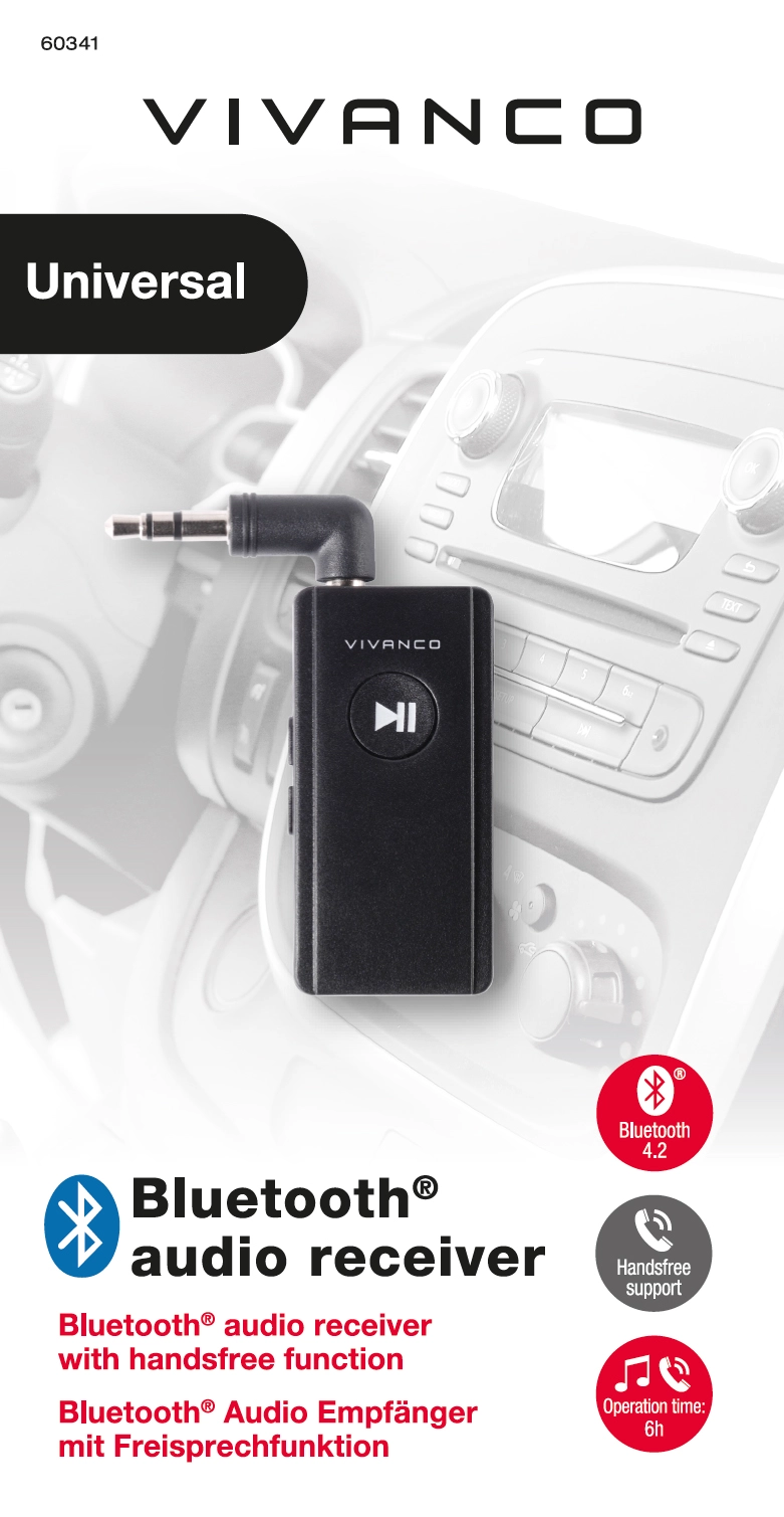 Vivanco Bluetooth-audiovastaanotin 3.5 mm Musta - 2860341