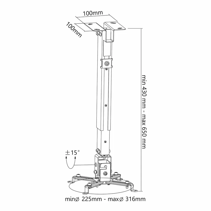 SBOX Projektorin Kattokiinnike 20kg Musta - 2053714