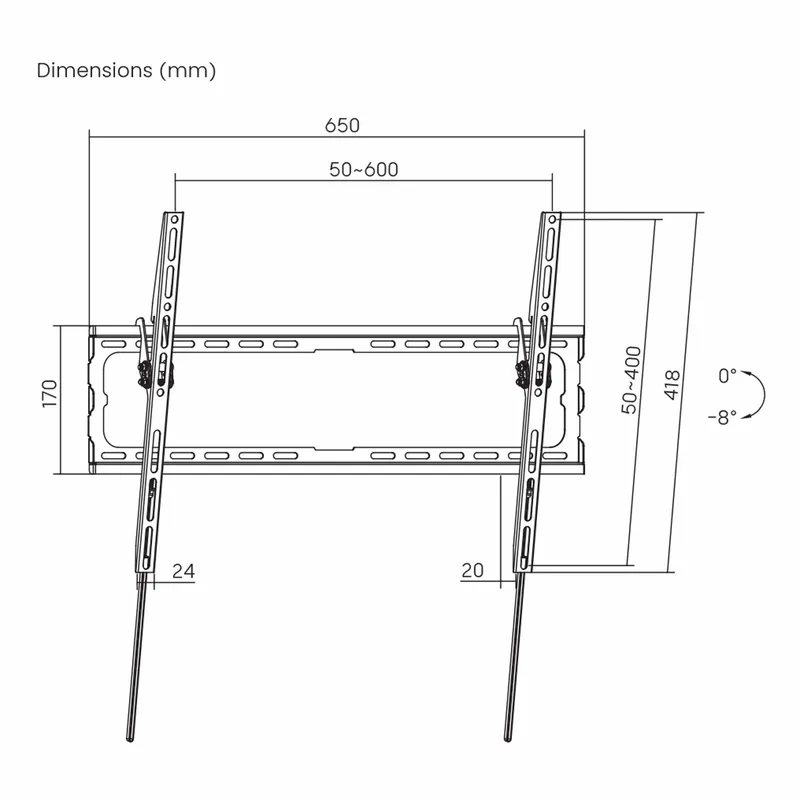 SBOX Slim Kallistettava Kiinnike VESA 600/80