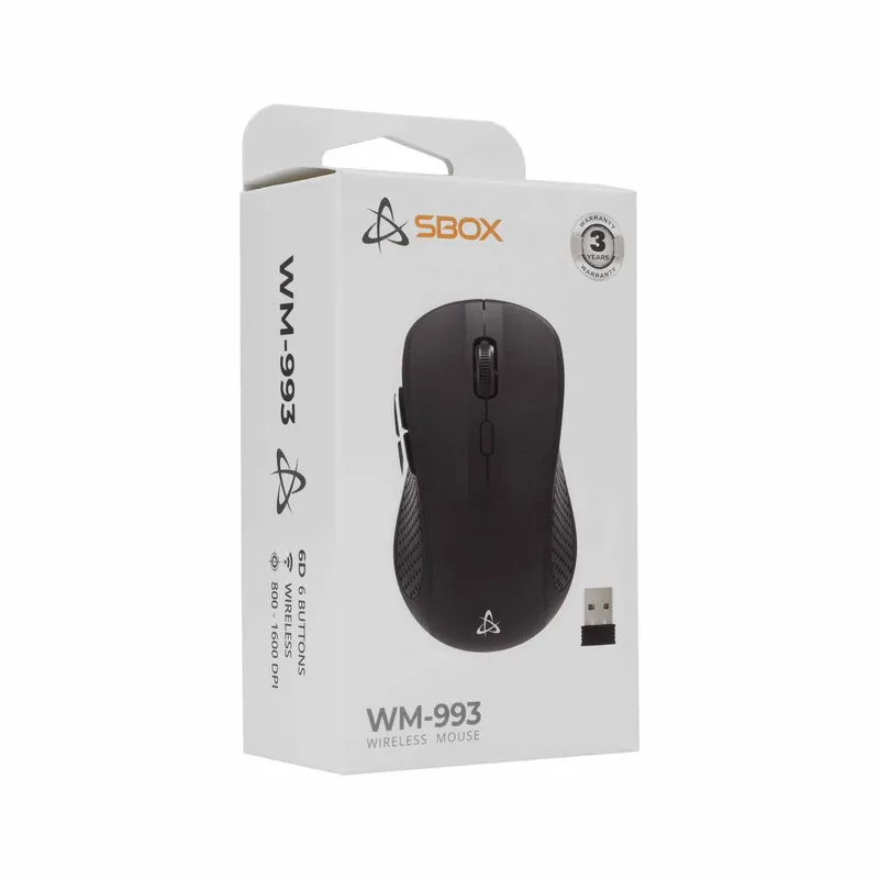 SBOX 2.4 GHz Langattomat Hiiret 6D 1.600dpi Musta - 9450344