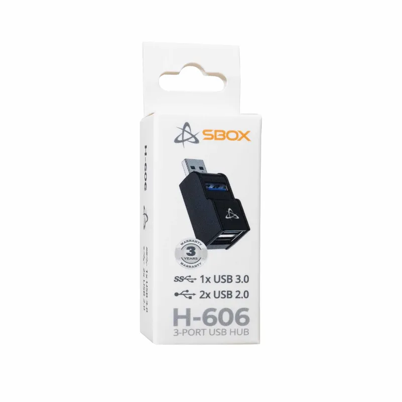 SBOX 3in1 USB 3.0 Hub 3x USB-A Musta - 9450728