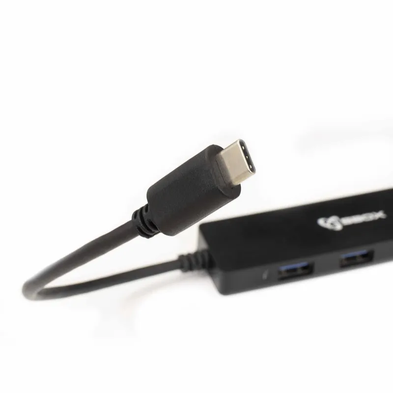 SBOX 4in1 USB-C Slim Hub 4x USB-A Musta - 7326688