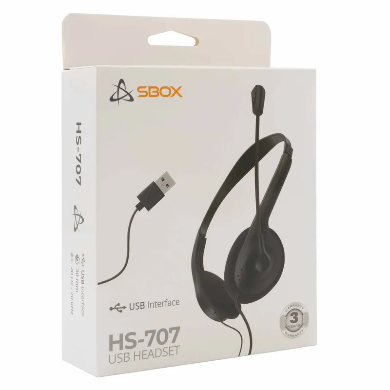 SBOX USB On-Ear Headset Musta - 7326791