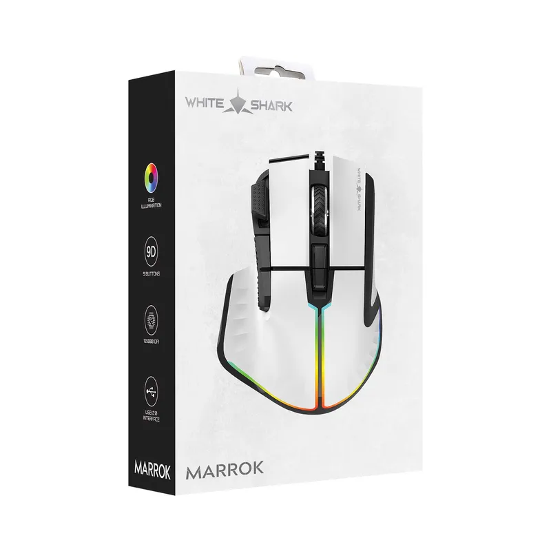 White Shark MARROK Pelihiiret 9D 12.000dpi Valkoinen - 7327117