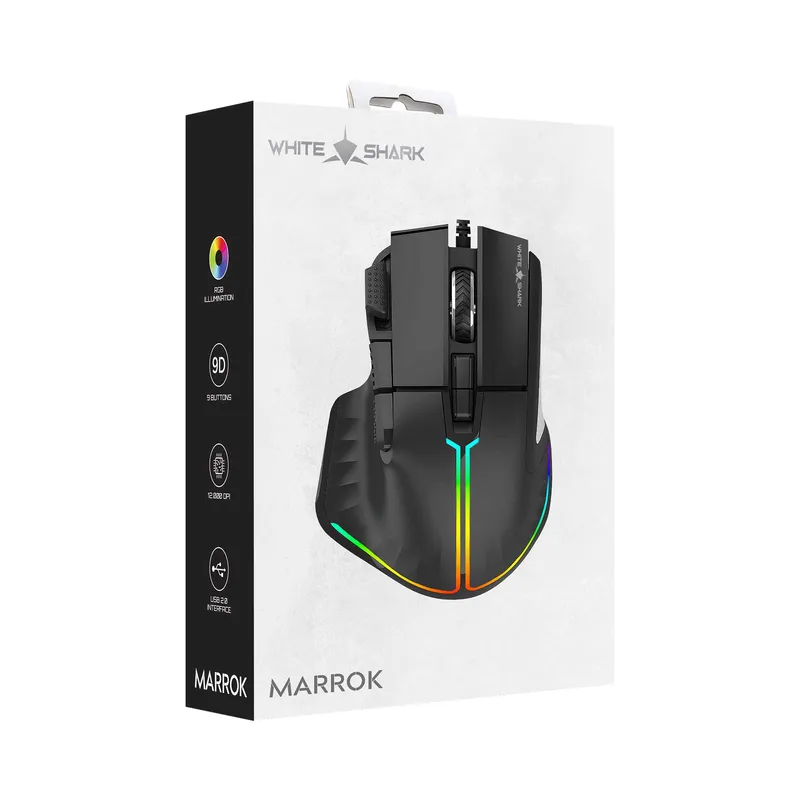 White Shark MARROK Pelihiiret 9D 12.000dpi Musta - 7327116
