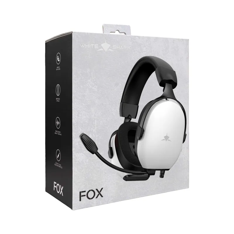 White Shark FOX Over-Ear Pelikuulokkeet Valkoinen/Musta - 9450739