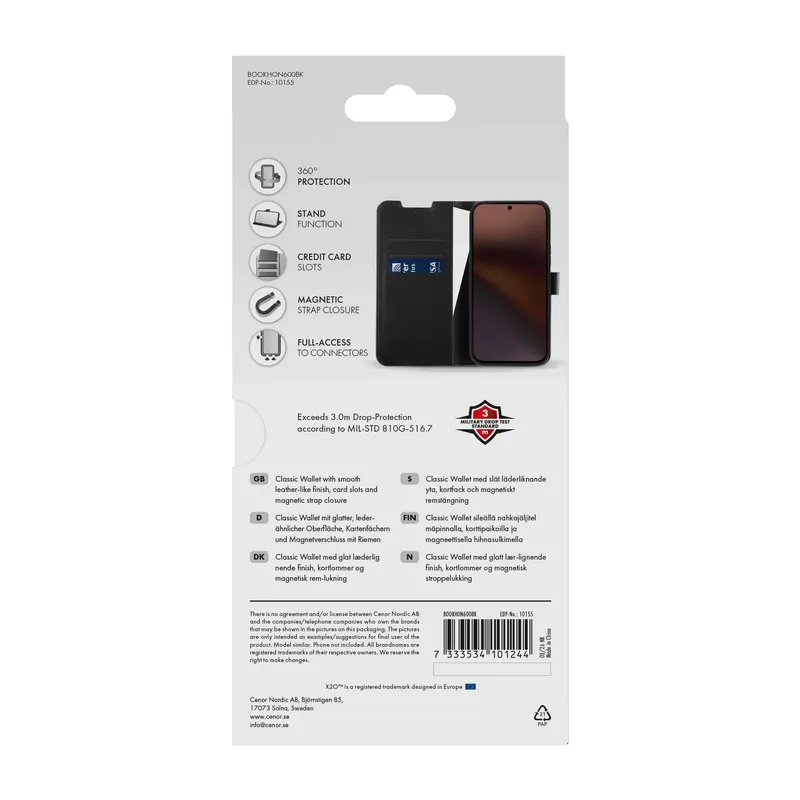 X2O Classic Wallet Lompakkokotelo Honor 600 Musta - 3410155