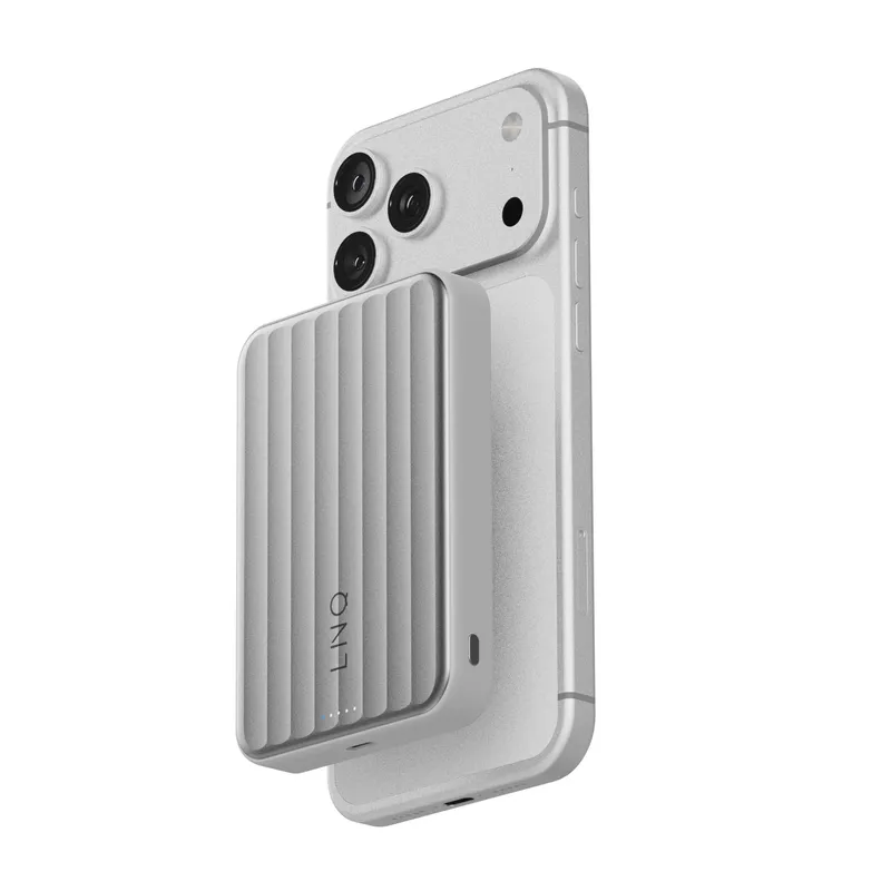 LINQ Magneettinen Langaton QI2.2 Varavirtalähde 25W/10.000mAh Hopea - 7462339