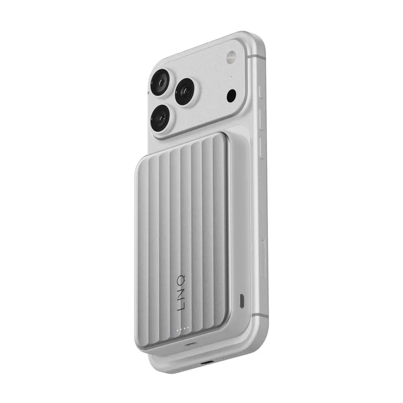 LINQ Magneettinen Langaton QI2.2 Varavirtalähde 25W/10.000mAh Hopea - 7462339