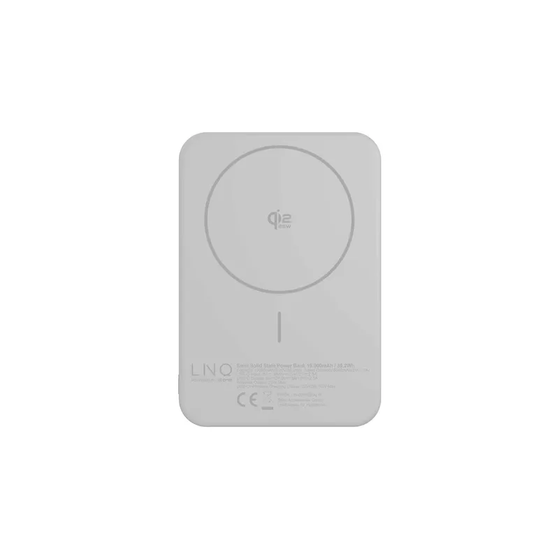 LINQ Magneettinen Langaton QI2.2 Varavirtalähde 25W/10.000mAh Hopea - 7462339