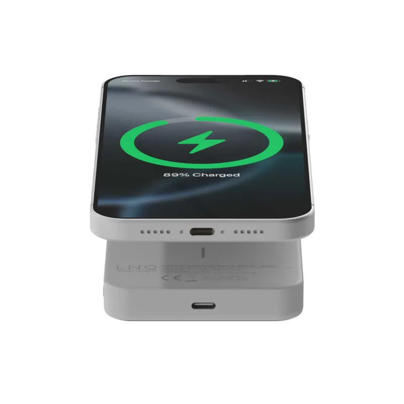 LINQ Magneettinen Langaton QI2.2 Varavirtalähde 25W/10.000mAh Hopea - 7462339