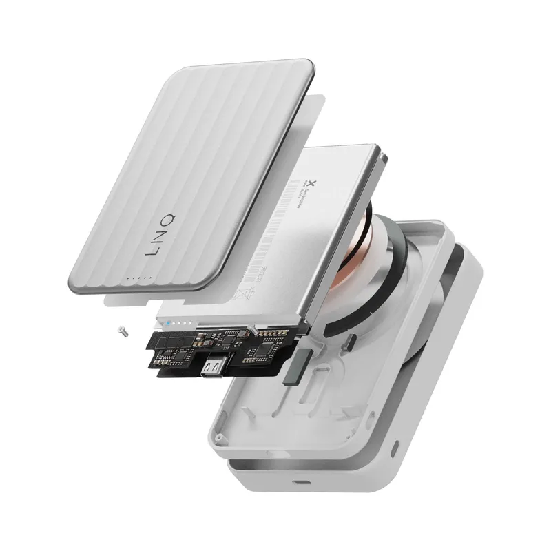 LINQ Magneettinen Langaton QI2.2 Varavirtalähde 25W/10.000mAh Hopea - 7462339
