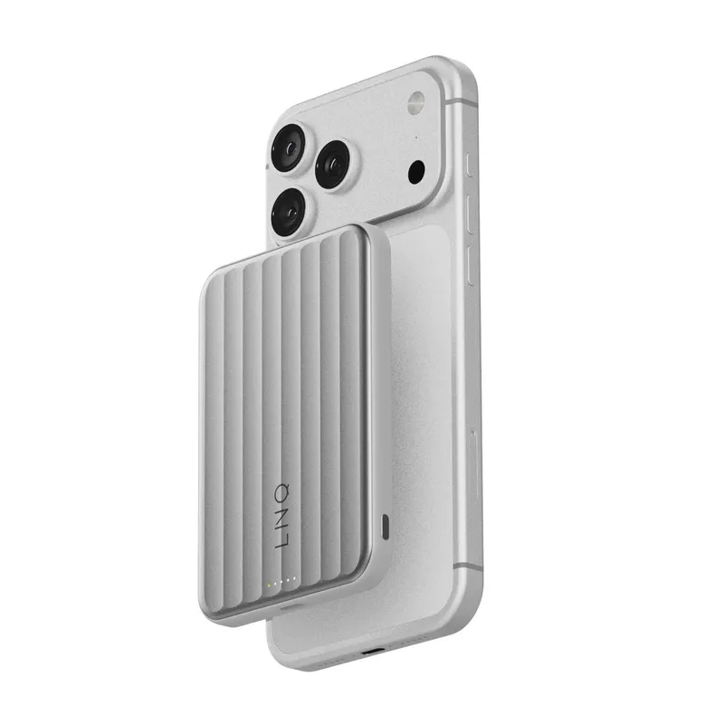 LINQ Magneettinen Langaton QI2.2 Varavirtalähde 25W/5.000mAh Hopea - 7462338