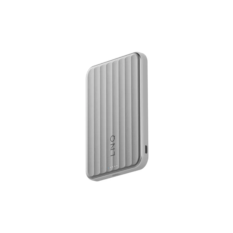 LINQ Magneettinen Langaton QI2.2 Varavirtalähde 25W/5.000mAh Hopea - 7462338