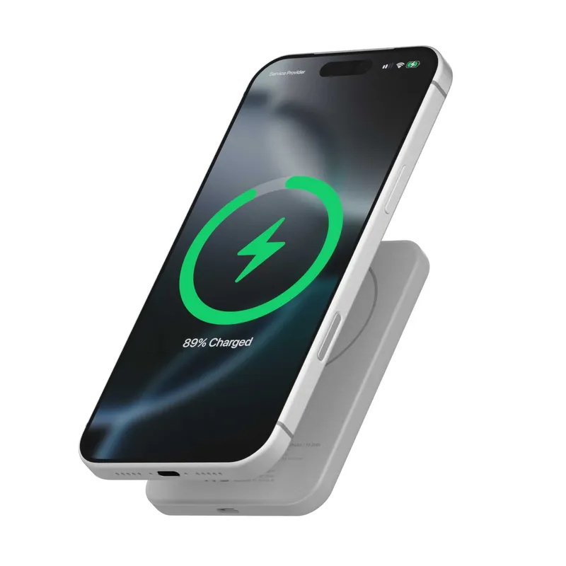 LINQ Magneettinen Langaton QI2.2 Varavirtalähde 25W/5.000mAh Hopea - 7462338