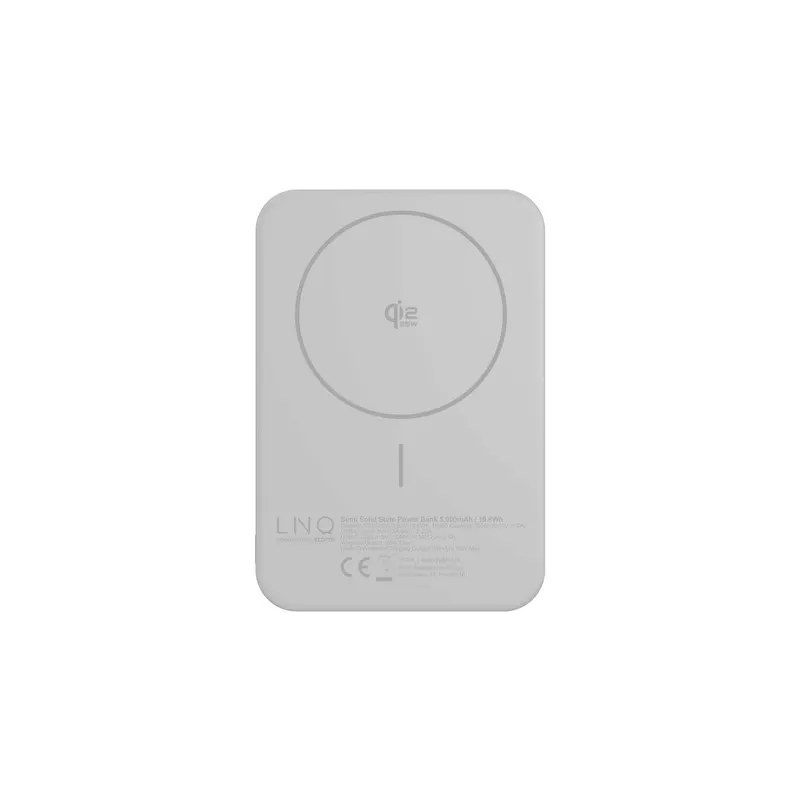 LINQ Magneettinen Langaton QI2.2 Varavirtalähde 25W/5.000mAh Hopea - 7462338