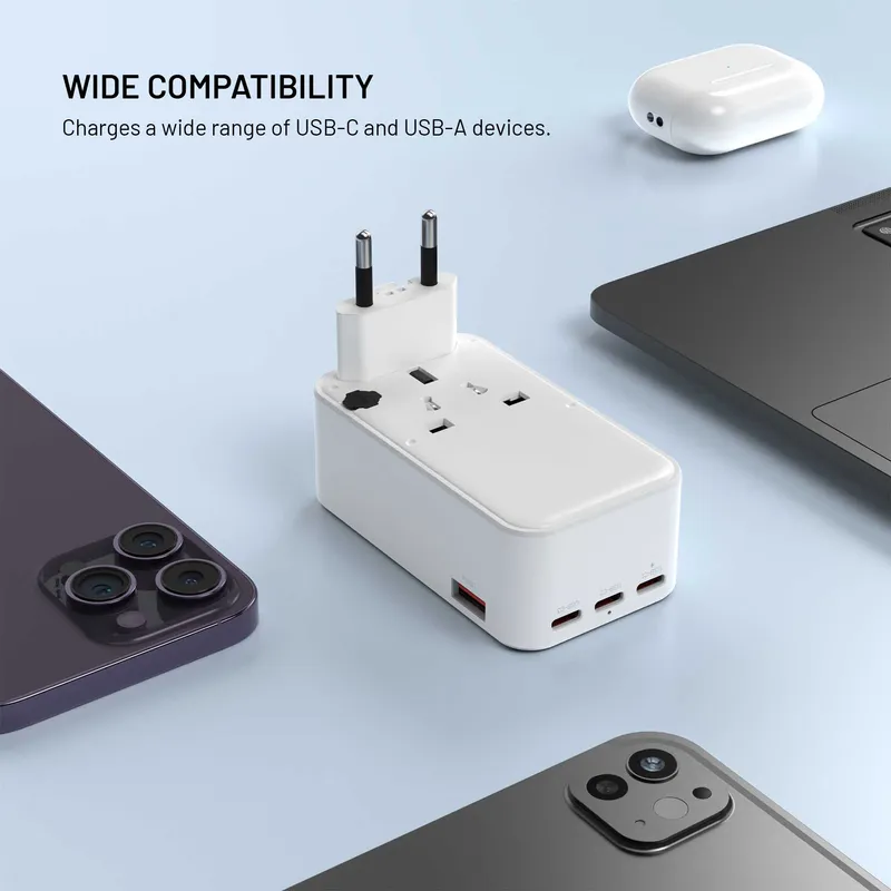 FIXED Matkalaturi USB-C/-A 45W EU/UK/USA/AUS Valkoinen - 8019468