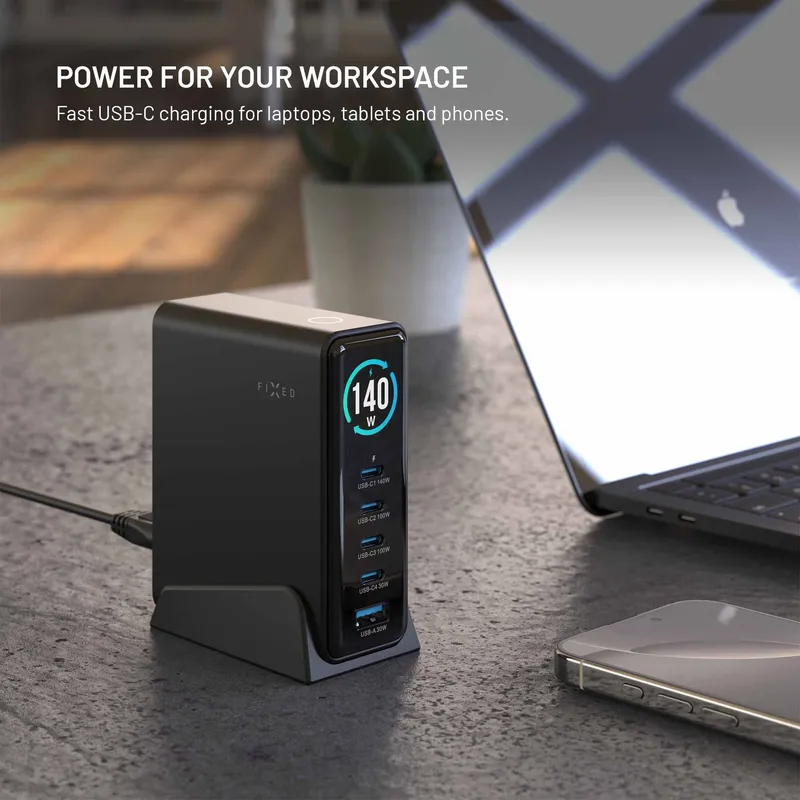 FIXED Supernopea GaN Työpöytälaturi 140W 4xUSB-C/USB-A - 8019458