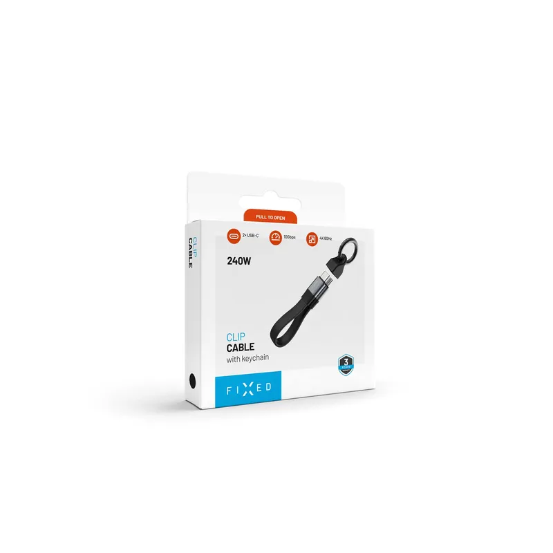 FIXED Clip USB 3.2 Gen2 240W USB-C/C 10Gpbs kaapeli Musta - 8019456