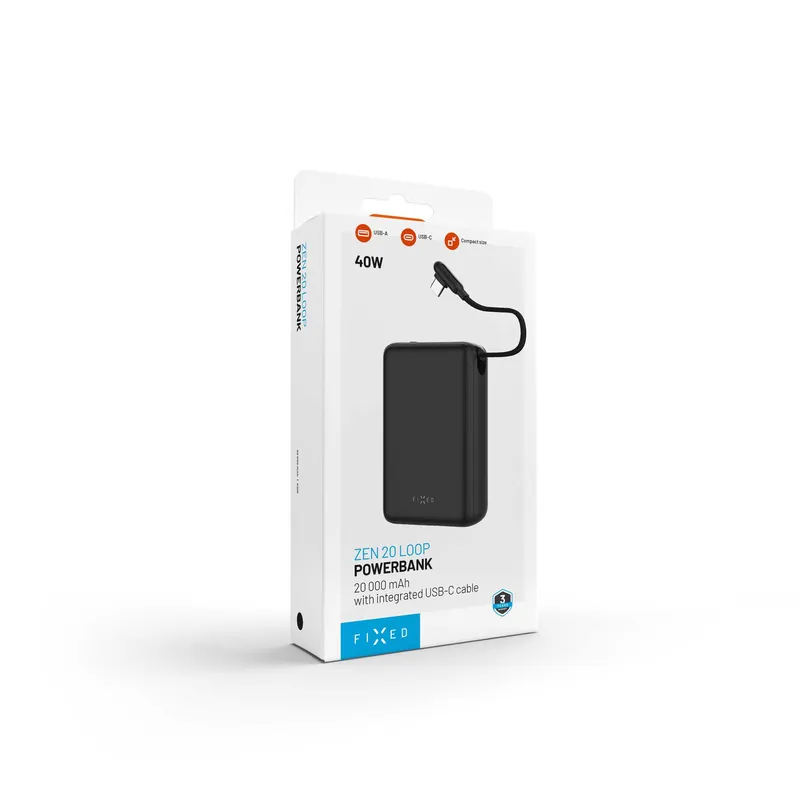 FIXED Zen20 Loop USB-C PD 40W 20.000mAh Varavirtalähde Musta - 8019280