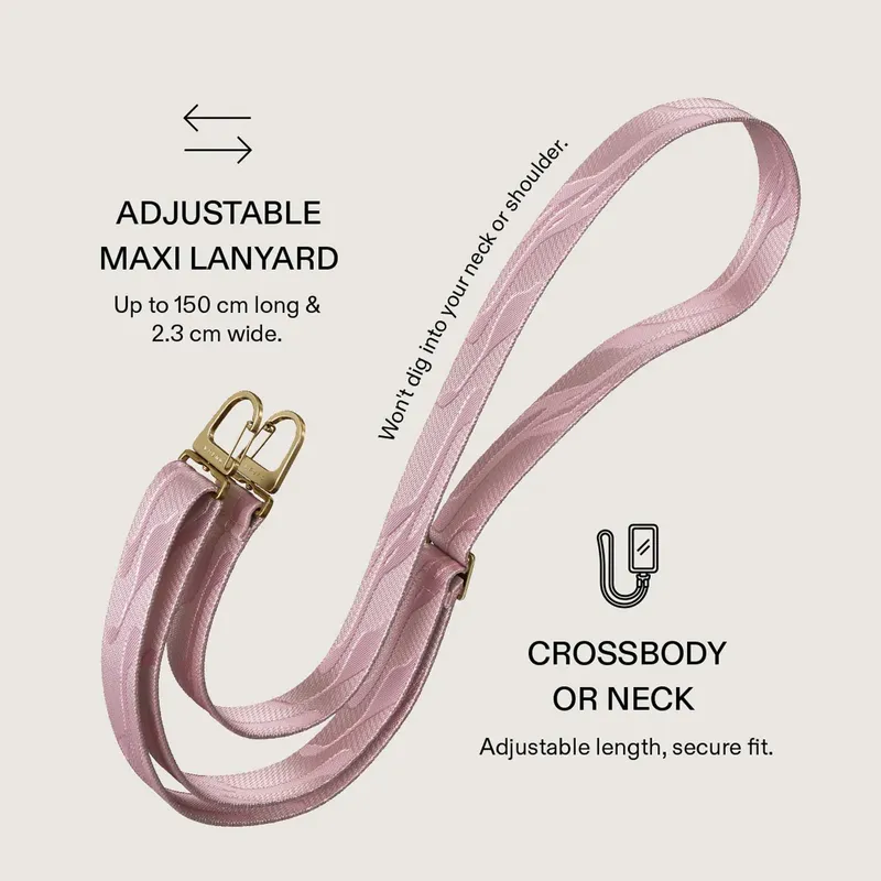 Burga Maxi Lanyard - Säädettävä Puhelimen Kaulanauha 1.5m Vaaleanpunainen - 4167204