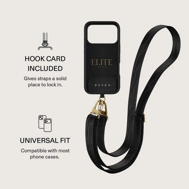 Burga Maxi Lanyard - Säädettävä Puhelimen Kaulanauha 1.5m Musta - 4167201