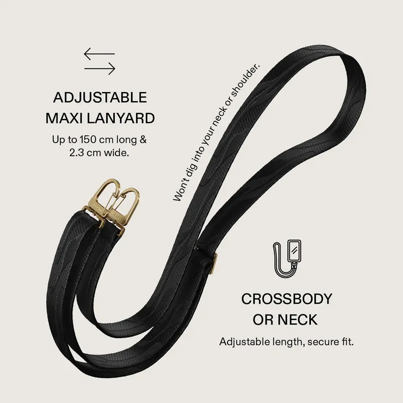 Burga Maxi Lanyard - Säädettävä Puhelimen Kaulanauha 1.5m Musta - 4167201
