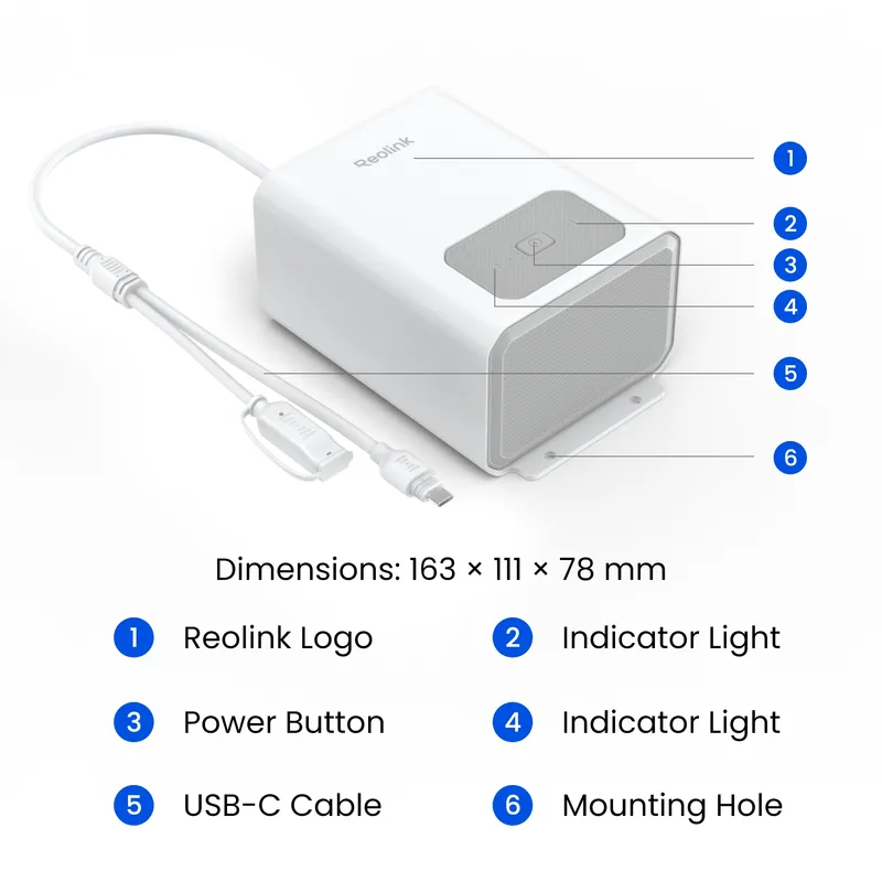 Reolink ladattava 12.800mAh akku IP67 Valkoinen - 3022867