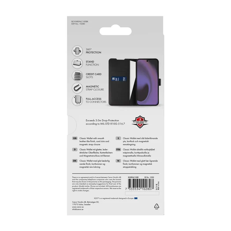 X2O Classic Wallet Lompakkokotelo Realme C100 Musta - 3410280