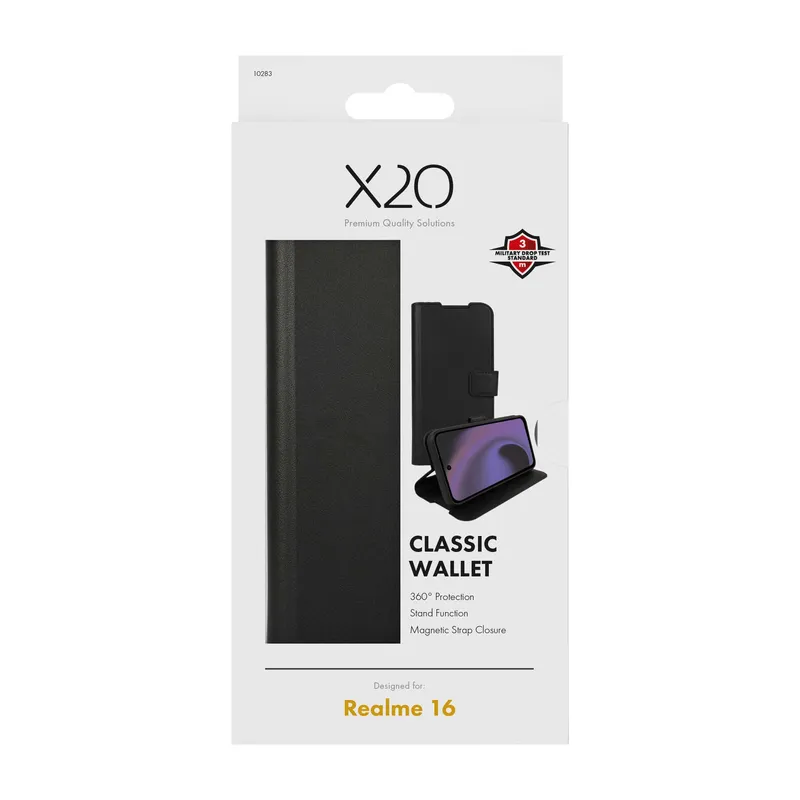 X2O Classic Wallet Lompakkokotelo Realme 16 Musta - 3410283