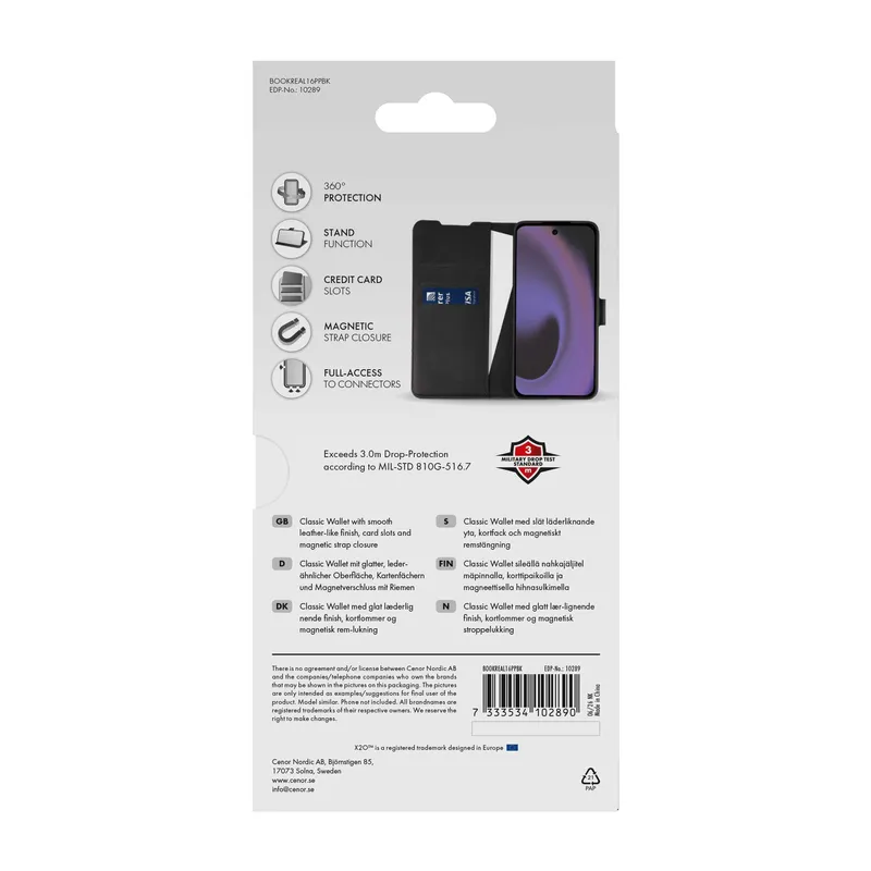X2O Classic Wallet Lompakkokotelo Realme 16 Pro+ Musta - 3410289