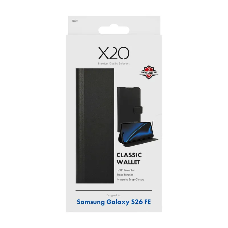 X2O Classic Wallet Lompakkokotelo Samsung Galaxy S26 FE Musta - 3410372