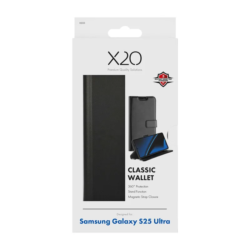 X2O Classic Wallet Lompakkokotelo Samsung Galaxy S25 Ultra Musta - 3410255