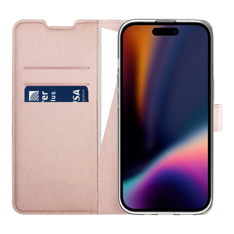 X2O Classic Wallet Lompakkokotelo Apple iPhone 15/14/13 Rose Gold - 3410254
